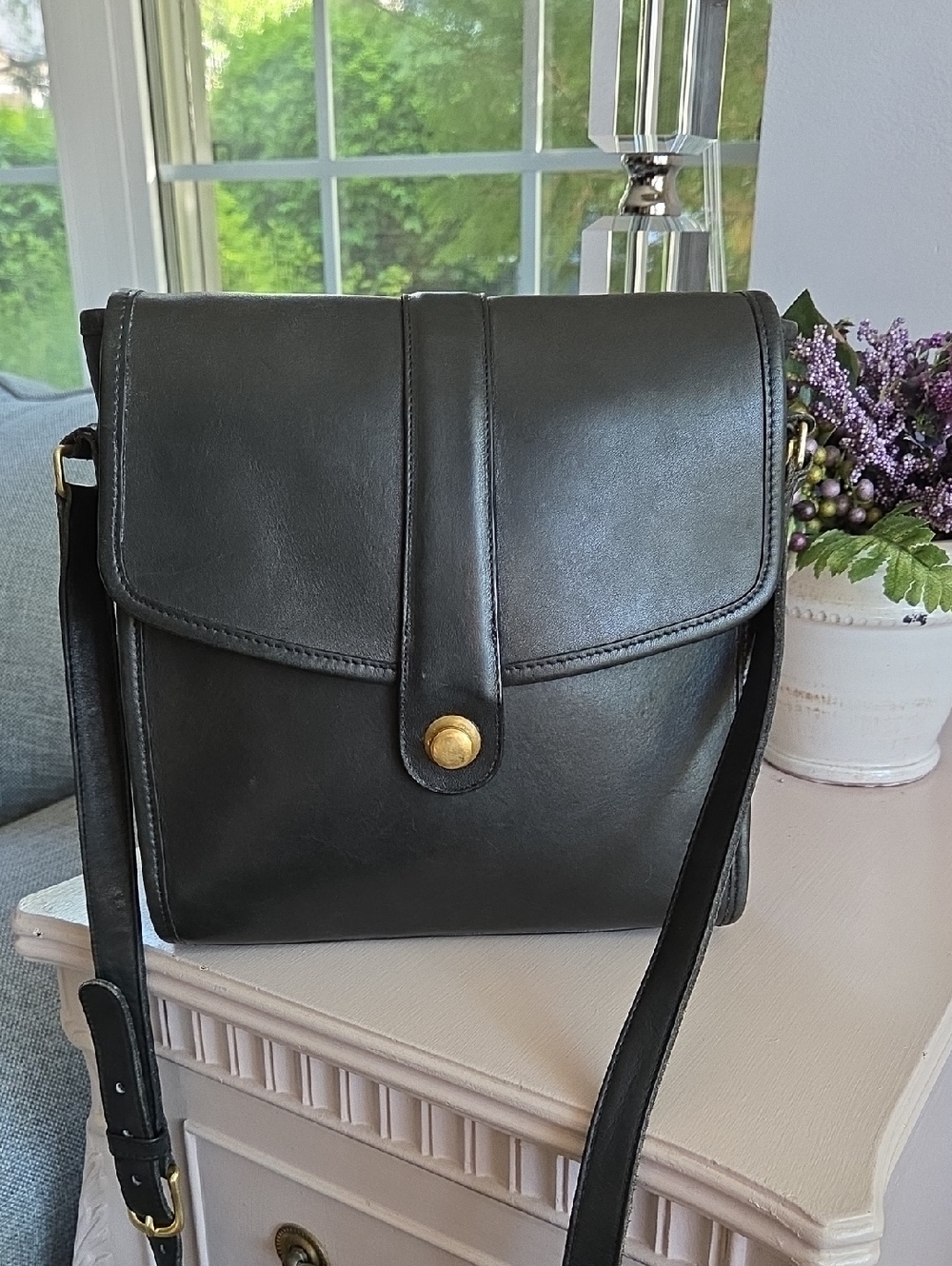 COACH Black Scout Vintage Leather Crossbody Bag 1980s - Picture 6 of 16